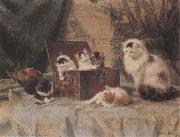 Henriette Ronner At Play oil painting on canvas